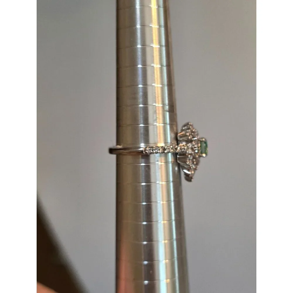 925 Sterling‎ Silver Green Moissanite Halo Ring 6.5 By Bomb Party